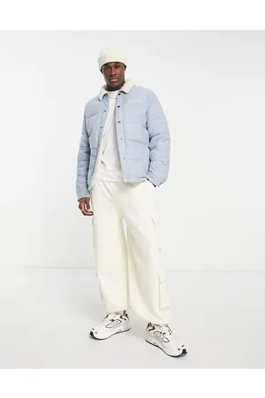 Hollister Sherpa lined denim puffer jacket in mid
