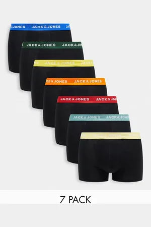 JACK & JONES 7 pack trunks in with multi colour waistband