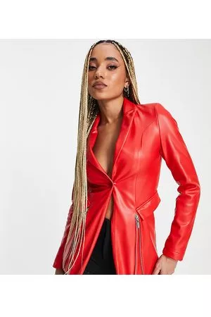 AsYou PU tailored blazer co-ord with zips in