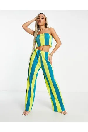 Something New Wide leg trouser co-ord in blue and yellow stripe