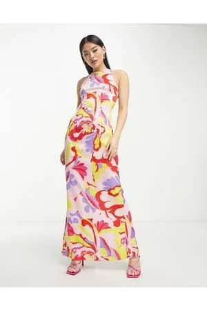 Something New X Madeleine Pedersen cross low back maxi dress in yellow print
