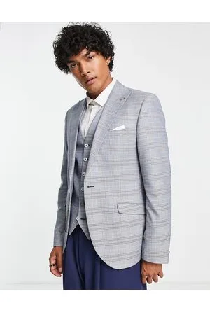 Shelby & Sons Earlswood slim fit single breast check blazer in grey