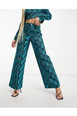 Something New X Madeleine Pedersen wide leg trouser co-ord in and black snake print