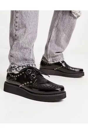 ASOS Chunky sole creeper with eyelet detail in faux leather