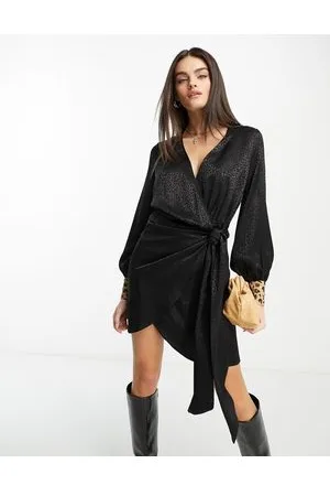 Never Fully Dressed Satin jacquard mini dress with leopard cuffs in