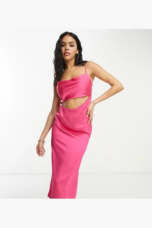 Public Desire X Paris Artiste Exclusive satin cut out midi dress in bright