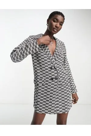 Heartbreak Oversized blazer dress in mono check