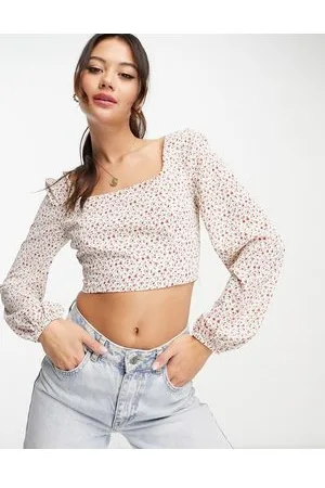 Glamorous Square neck fitted blouse in vintage floral