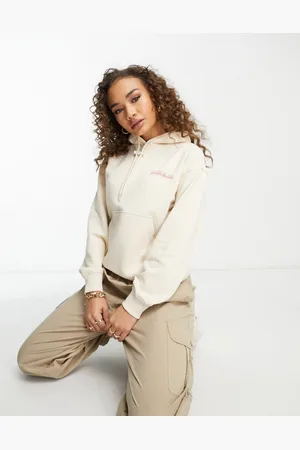 Napapijri Orellana chest print fleece hoodie in off