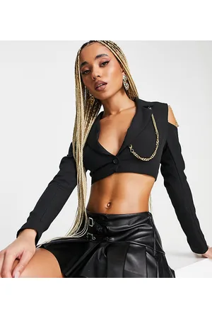 AsYou Cut out chain detail cropped blazer in