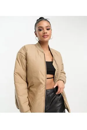 I saw it first Exclusive longline bomber jacket in beige