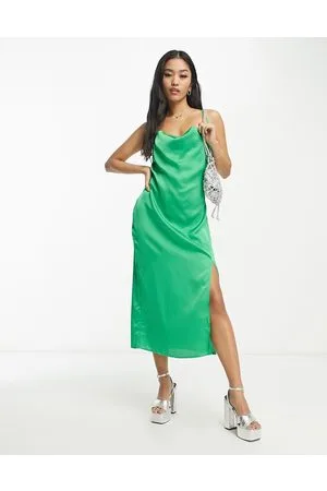 In The Style Exclusive satin cowl neck midaxi dress in