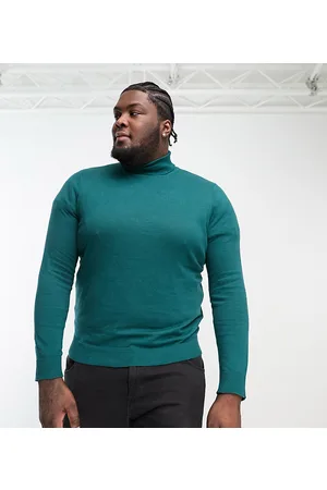 Threadbare Plus cotton roll neck jumper in teal