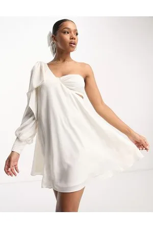 Forever New Drape bow shoulder mini dress in ivory