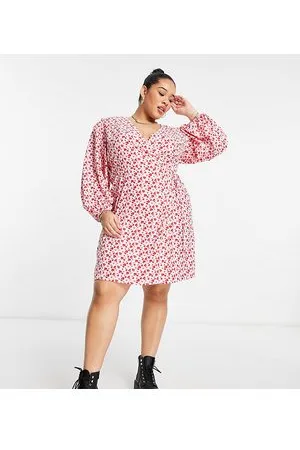 Glamorous Wrap mini tea dress in pink ditsy