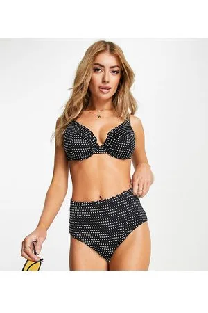 Peek & Beau Exclusive mix & match scallop high waist bikini bottom in polka dot