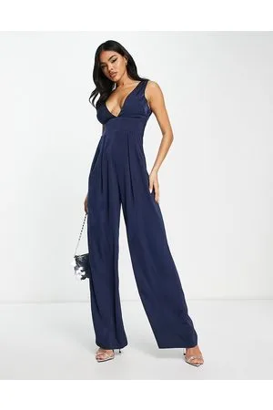 NaaNaa Satin plung jumpsuit in