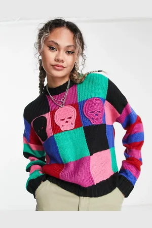 The Ragged Priest Triple skull intarsia jumper in
