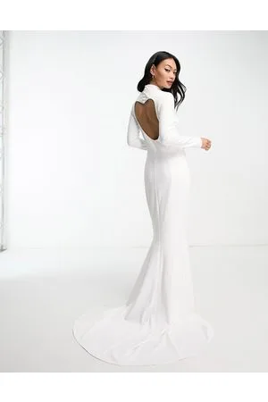 True Violet Bridal heart cut-out backless maxi dress in ivory