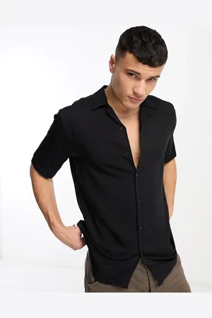 Only & Sons Short sleeve viscose shirt with revere collar in