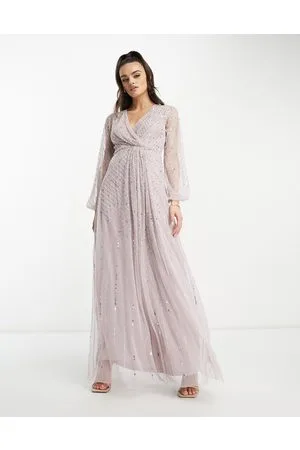 Frock and Frill Bridesmaid sequin plunge front maxi in dusty mauve