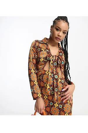Heartbreak Satin tie front mini dress in floral print