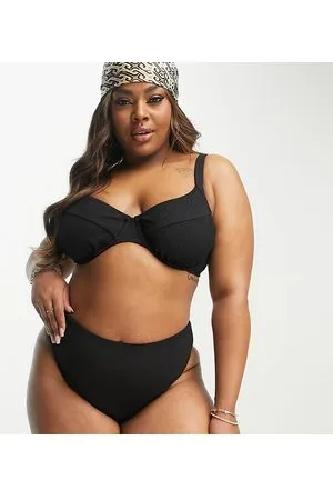 Simply Be Crinkle high leg bikini bottom in