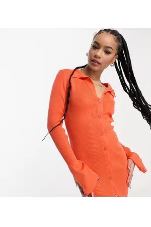Heartbreak Ribbed button through mini dress in bright