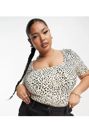 ASOS ASOS DESIGN Curve skinny fit t-shirt body in mini leopard print