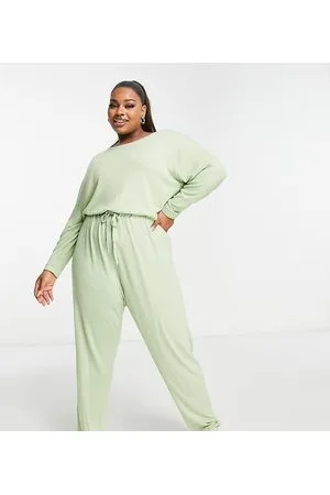ASOS ASOS DESIGN Curve lounge super soft jumpsuit in sage