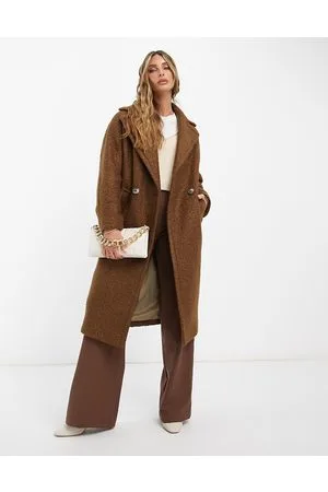 Helene Berman Double breasted boucle coat in off