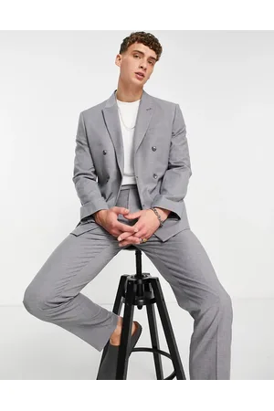 ASOS Slim double breasted suit jacket in grey