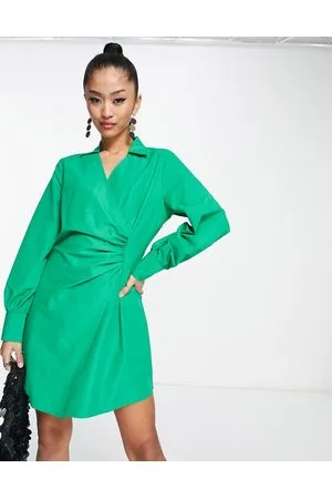 JDY Ruched detail mini shirt dress in bright