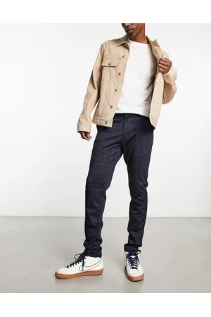 JACK & JONES Intelligence slim fit jersey smart trouser in window pane check