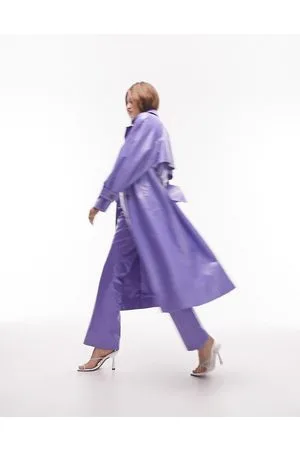 Topshop Tailored co-ord longline coated trench in lilac
