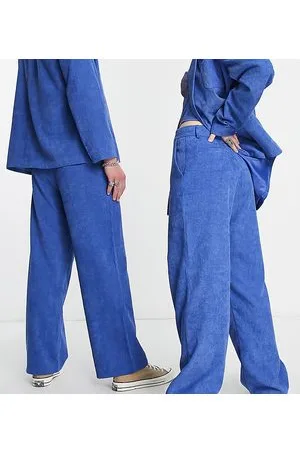 Reclaimed Unisex straight leg trouser in blue cord