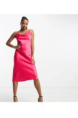River Island Lace cowl neck slip dress in bright