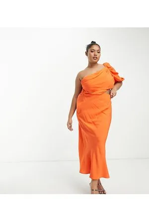 ASOS ASOS DESIGN Curve washed one shoulder maxi dress with cut out side waist detail in