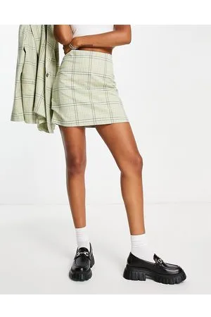 Monki Co-ord mini skirt in pale check