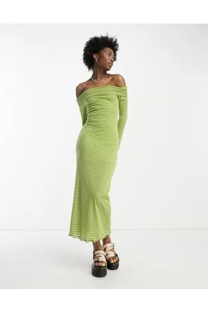 COLLUSION Textured bardot maxi dress in
