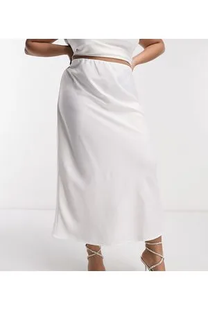 Pieces Pieces Curve exclusive Bride To Be satin slip midi skirt co-ord in