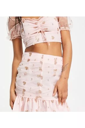 Collective The Label Exclusive mini skirt co-ord in blush glitter heart