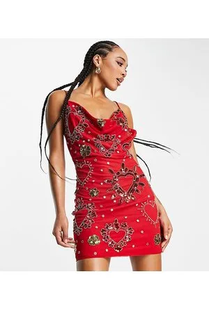 Starlet Cowl neck mini dress with sacred heart embellishment in