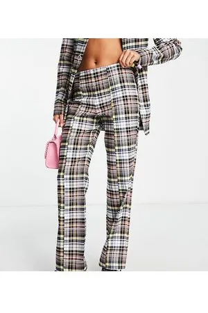 COLLUSION Check slim trouser co-ord in print