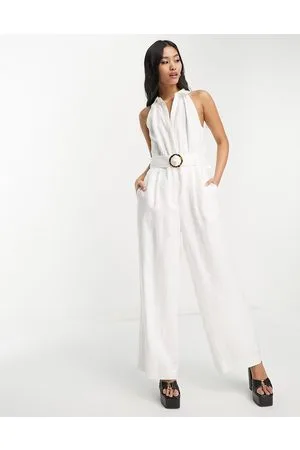 Forever New Sleeveless jumpsuit with belt in ivory