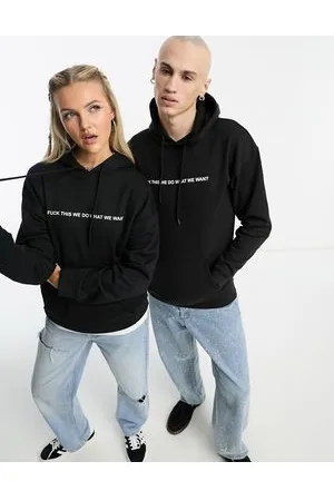 COLLUSION Unisex do what we want slogan hoodie in black