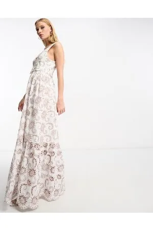 True Decadence Broderie dress in white and light pink