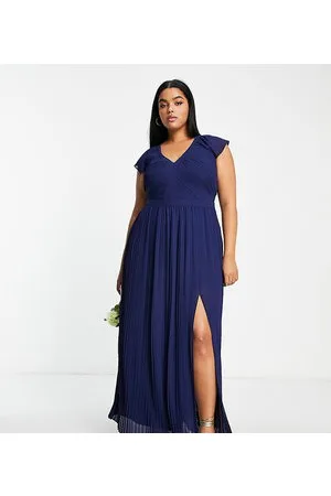 TFNC Bridesmaid pleated maxi dress in navy