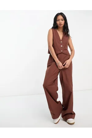 ASOS 2 in 1 linen look waistcoat jumpsuit in