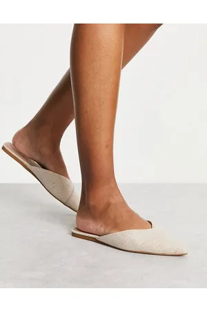 ASOS Luna pointed ballet mules in natural fabrication